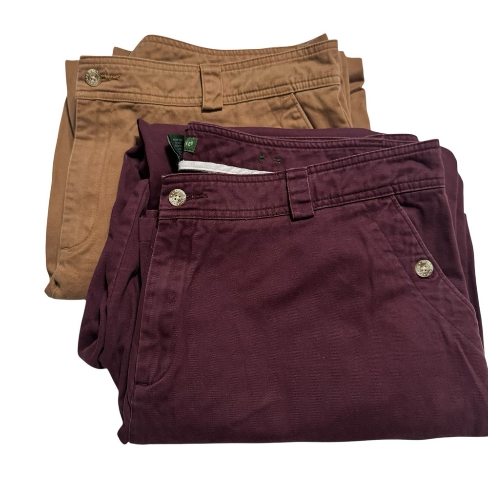 Plus Size Mountain Lake Pants Lot 2 Women Size 18 Cotton Wide Leg Brown Burgundy